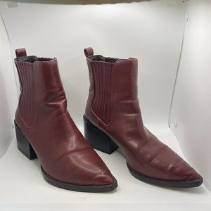 Asos shoes red faux leather chunky pointed toe bootie 8